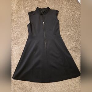 Elie Tahari Black Sleeveless Zip-Front A-Line Mini Dress